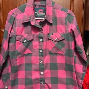 DIXXON Hot Pink & Gray Plaid Button-Flannel Shirt- THE ELEKTRIK